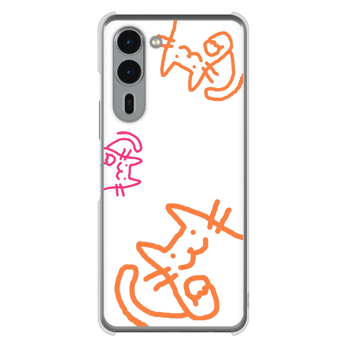 arrows We2 Plus F-51E docomo 高画質仕上げ 背面印刷 ハードケース 【1098 手まねきする3匹のネコ】