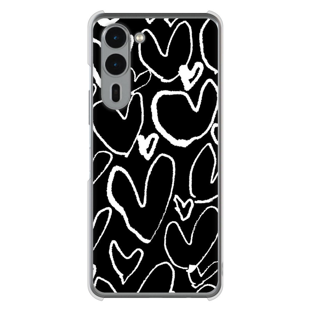 arrows We2 Plus F-51E docomo 高画質仕上げ 背面印刷 ハードケース 【1124 ハート BK&WH】