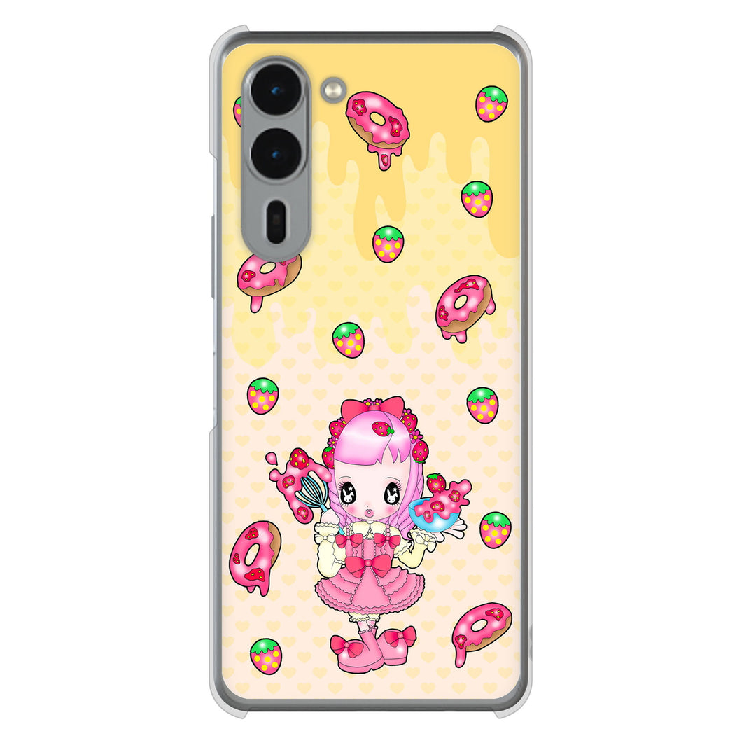 arrows We2 Plus F-51E docomo 高画質仕上げ 背面印刷 ハードケースむかいあぐる ストロベリードーナツ