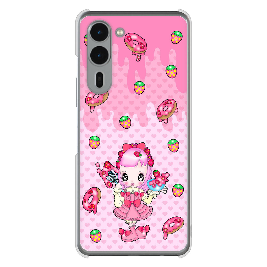 arrows We2 Plus F-51E docomo 高画質仕上げ 背面印刷 ハードケースむかいあぐる ストロベリードーナツ