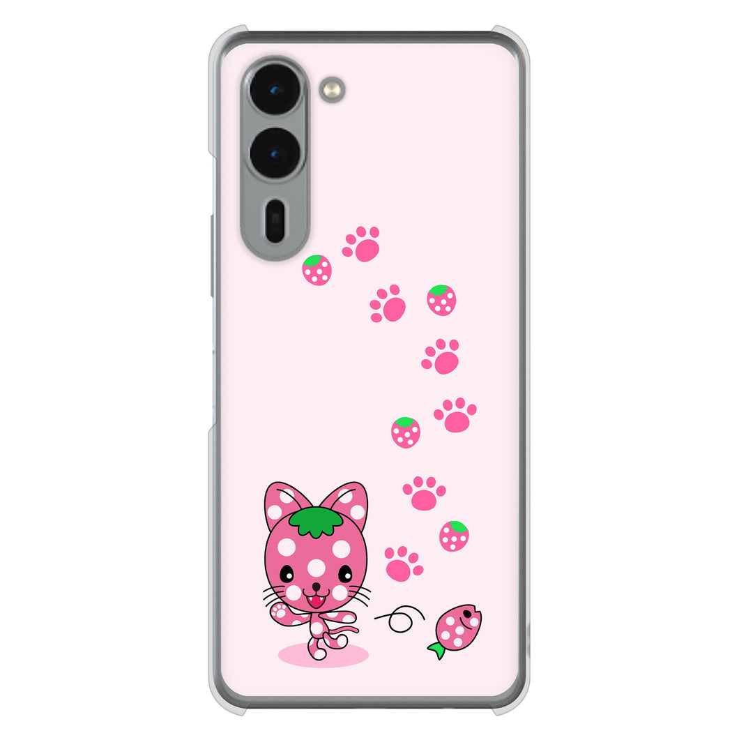 arrows We2 Plus F-51E docomo 高画質仕上げ 背面印刷 ハードケースむかいあぐる イチゴ猫のにゃんベリー