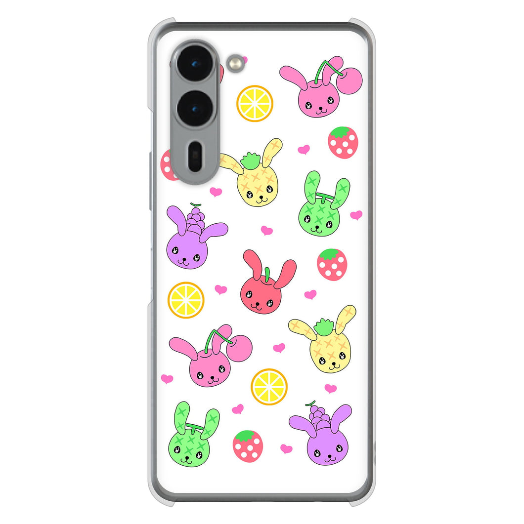 arrows We2 Plus F-51E docomo 高画質仕上げ 背面印刷 ハードケースむかいあぐる フルーツうさぎのブルーラビッツ