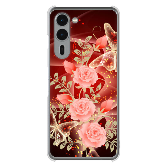 arrows We2 Plus F-51E docomo 高画質仕上げ 背面印刷 ハードケース 【VA824 魅惑の蝶とピンクのバラ】