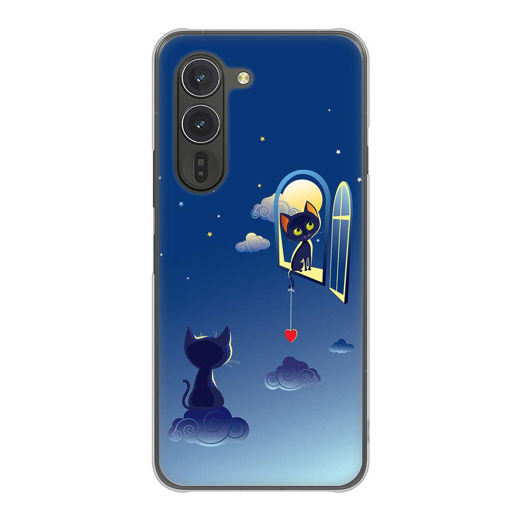 arrows Alpha F-51F docomo 高画質仕上げ 背面印刷 ハードケース夜とネコ