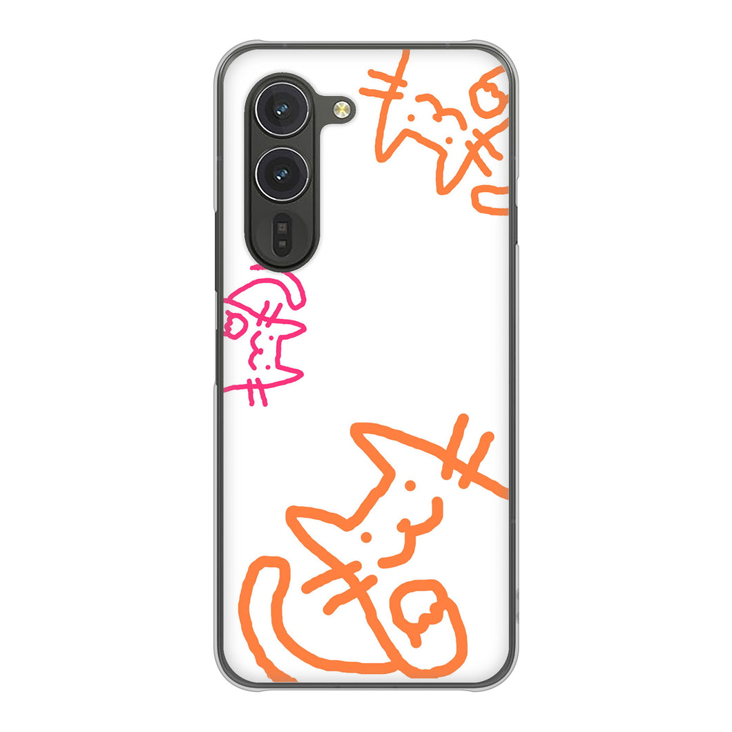 arrows Alpha F-51F docomo 高画質仕上げ 背面印刷 ハードケース 【1098 手まねきする3匹のネコ】