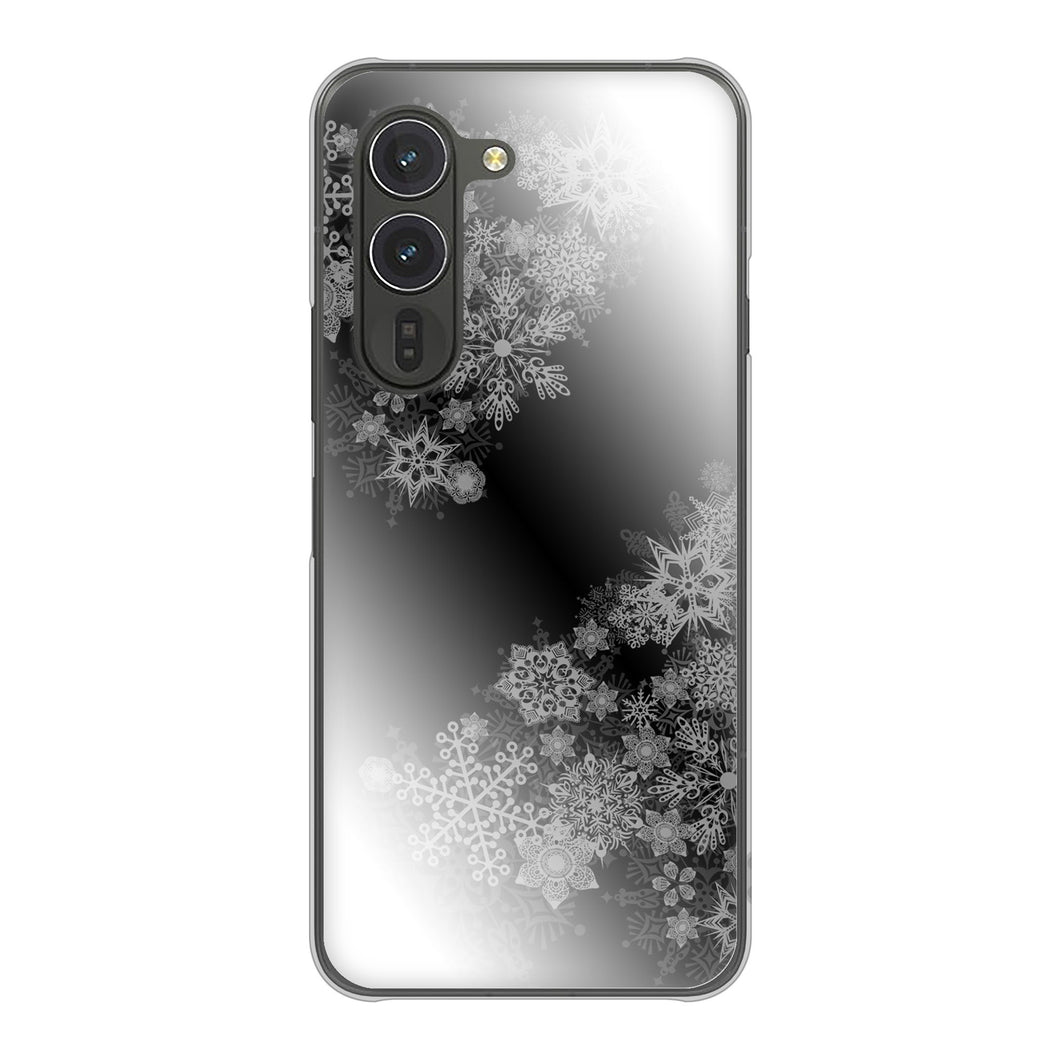 arrows Alpha F-51F docomo 高画質仕上げ 背面印刷 ハードケース 【YJ340 モノトーン 雪の結晶 】