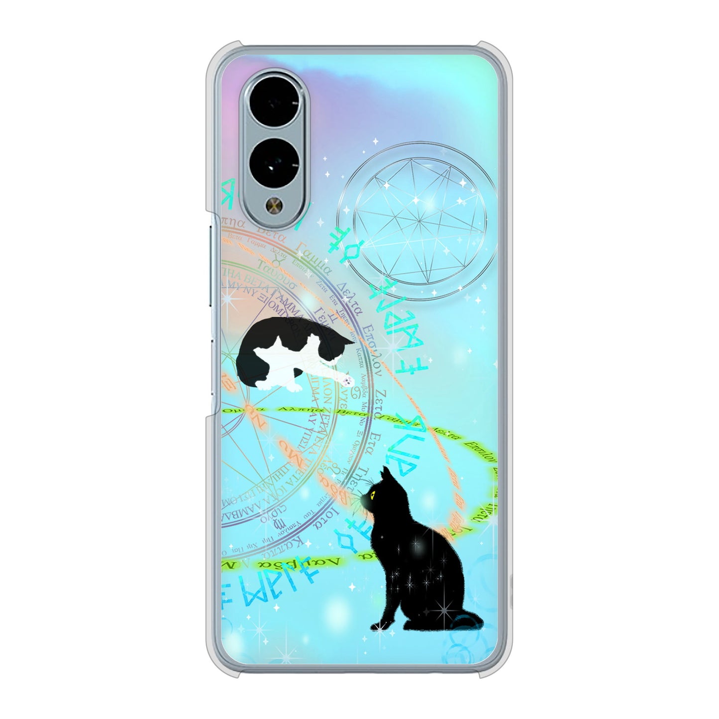 arrows We2 F-52E docomo 高画質仕上げ 背面印刷 ハードケース魔法陣猫