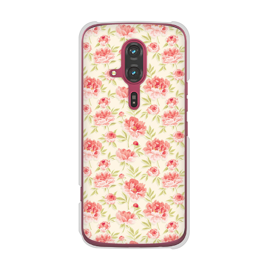 らくらくスマートフォン F-53E docomo 高画質仕上げ 背面印刷 ハードケース北欧の小花