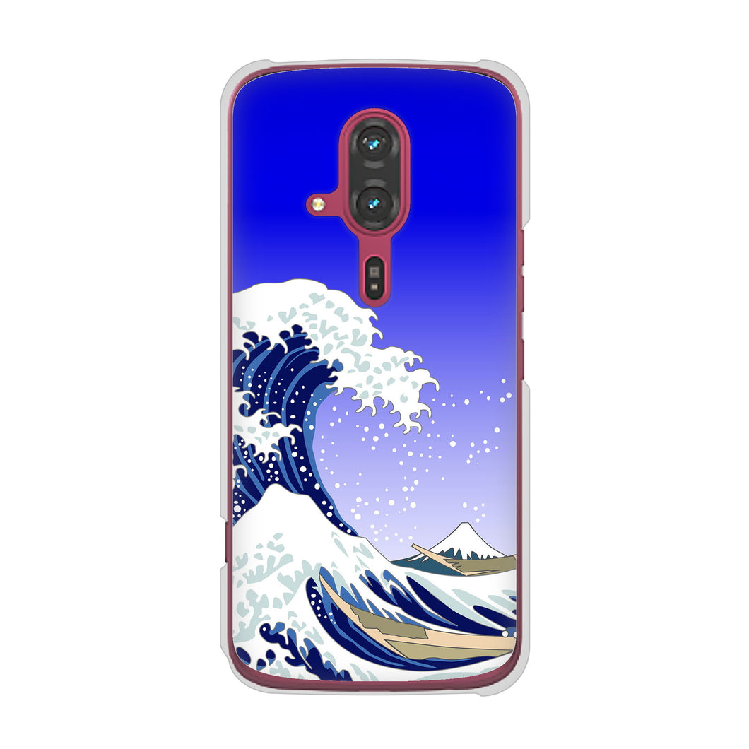 らくらくスマートフォン F-53E docomo 高画質仕上げ 背面印刷 ハードケース 【625 波に富士】