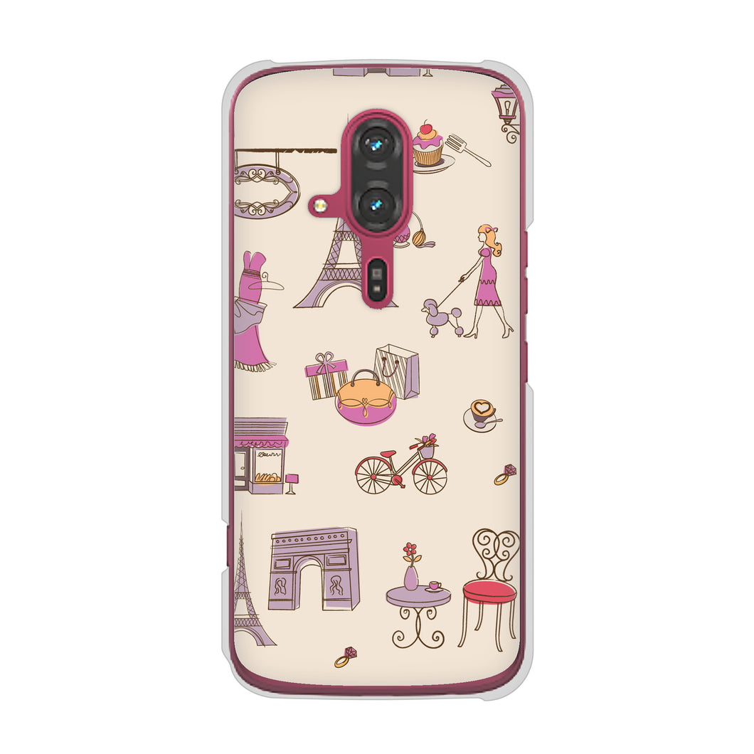 らくらくスマートフォン F-53E docomo 高画質仕上げ 背面印刷 ハードケースLOVE フランス