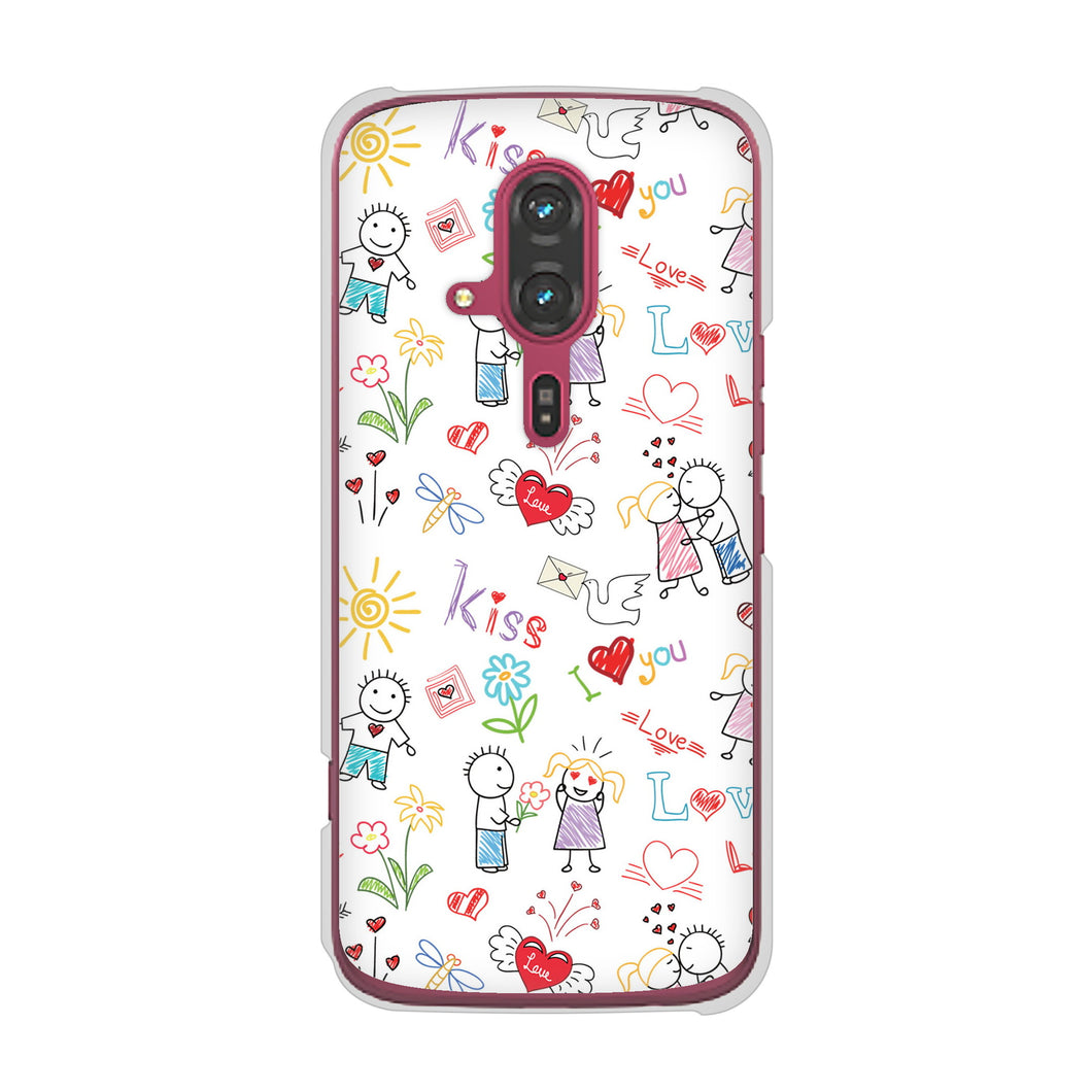 らくらくスマートフォン F-53E docomo 高画質仕上げ 背面印刷 ハードケースカップル&ファミリー