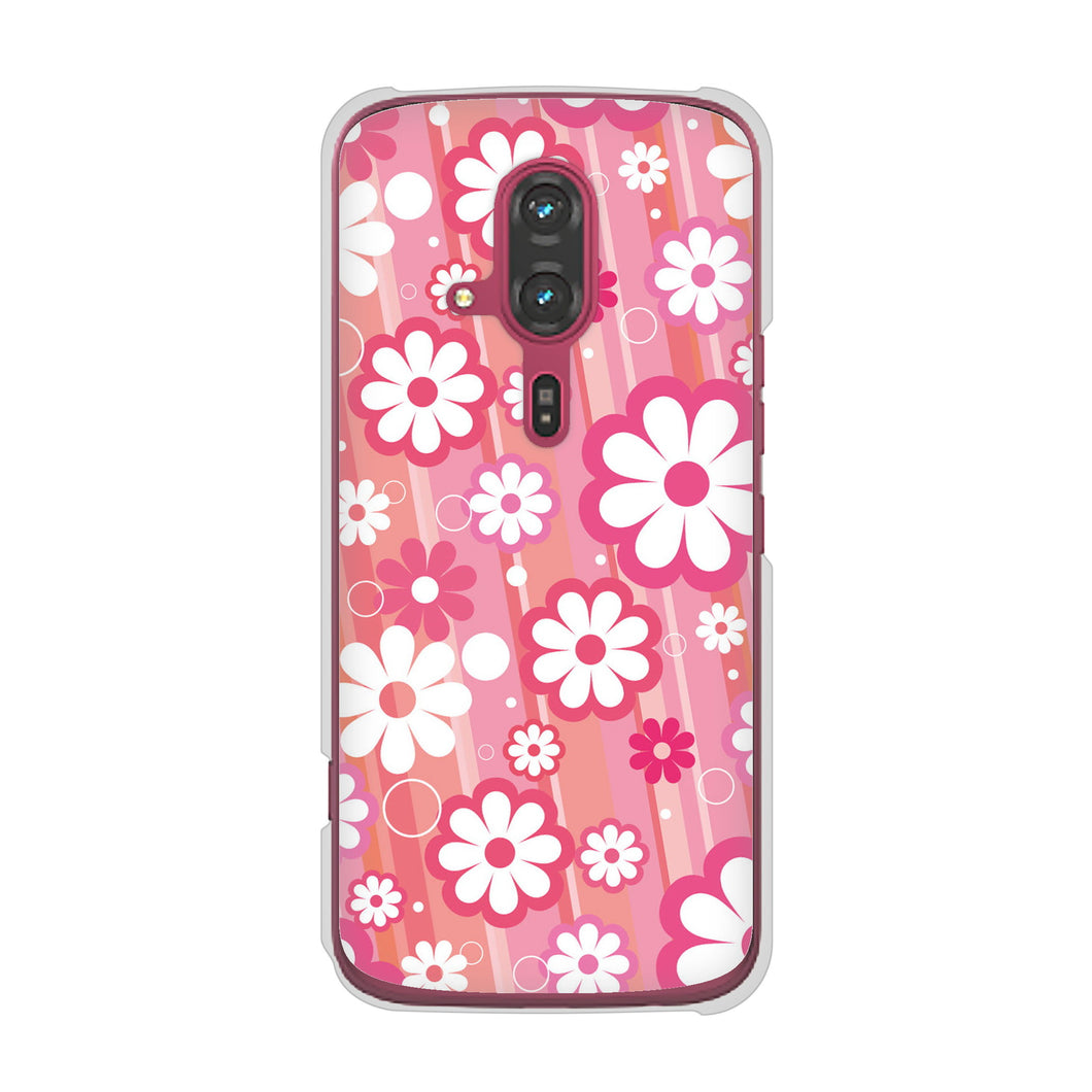 らくらくスマートフォン F-53E docomo 高画質仕上げ 背面印刷 ハードケース 【751 マーガレット(ピンク系)】