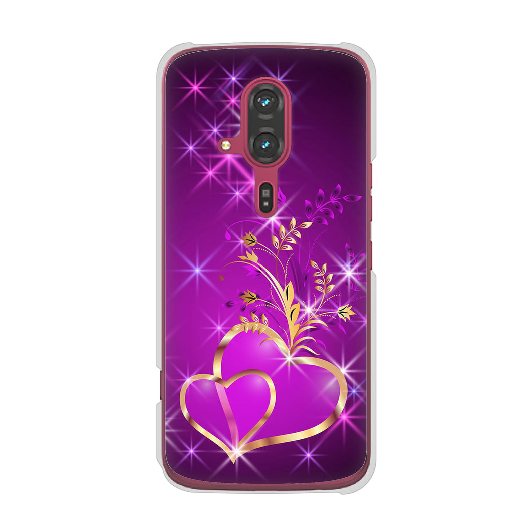 らくらくスマートフォン F-53E docomo 高画質仕上げ 背面印刷 ハードケースきらめきハート