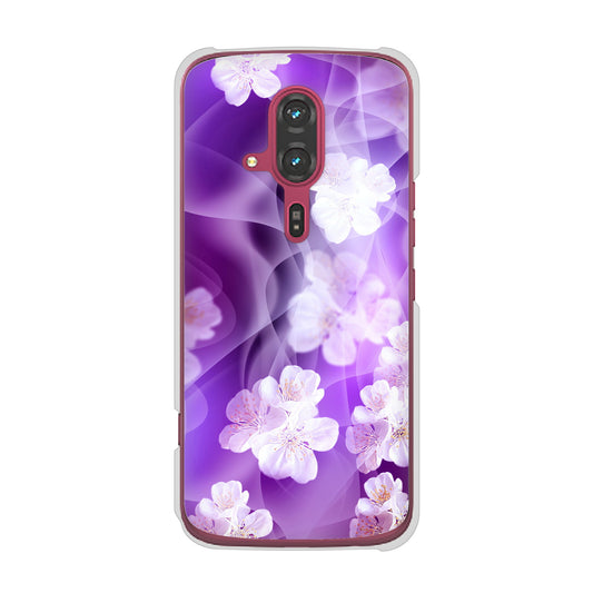 らくらくスマートフォン F-53E docomo 高画質仕上げ 背面印刷 ハードケース 【1211 桜とパープルの風】