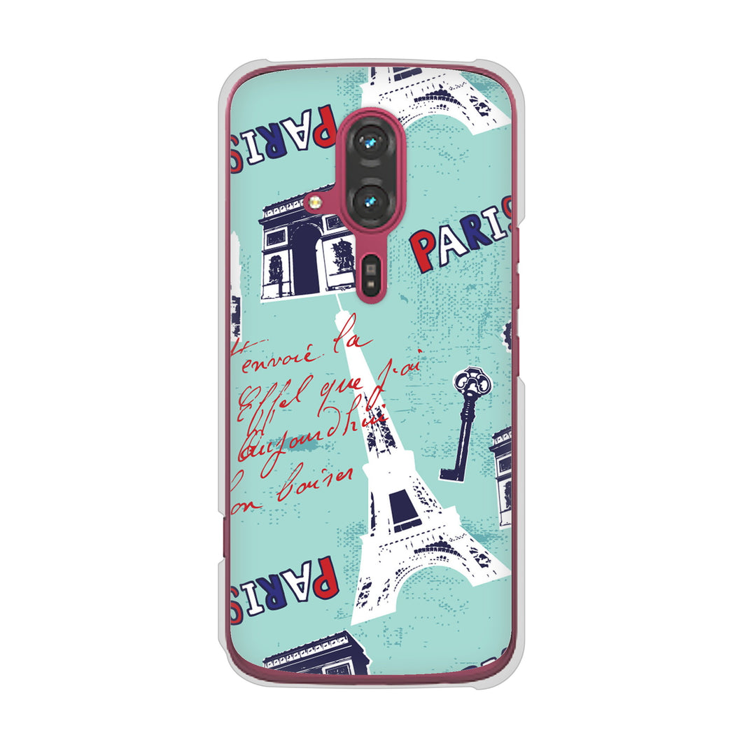 らくらくスマートフォン F-53E docomo 高画質仕上げ 背面印刷 ハードケースビューティフルパリレッド