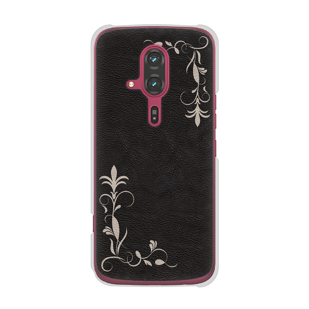 らくらくスマートフォン F-53E docomo 高画質仕上げ 背面印刷 ハードケース 【EK825 レザー風グラスフレーム】