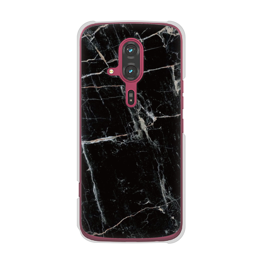 らくらくスマートフォン F-53E docomo 高画質仕上げ 背面印刷 ハードケース大理石BK