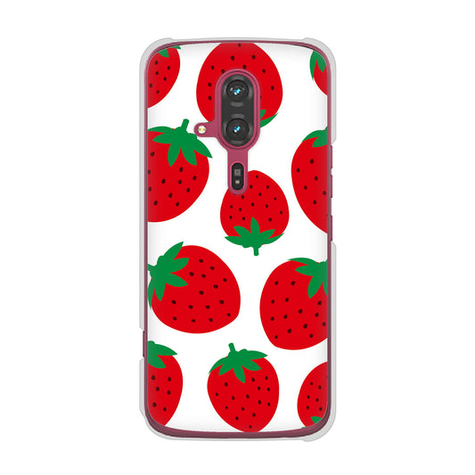 らくらくスマートフォン F-53E docomo 高画質仕上げ 背面印刷 ハードケース大きいイチゴ模様