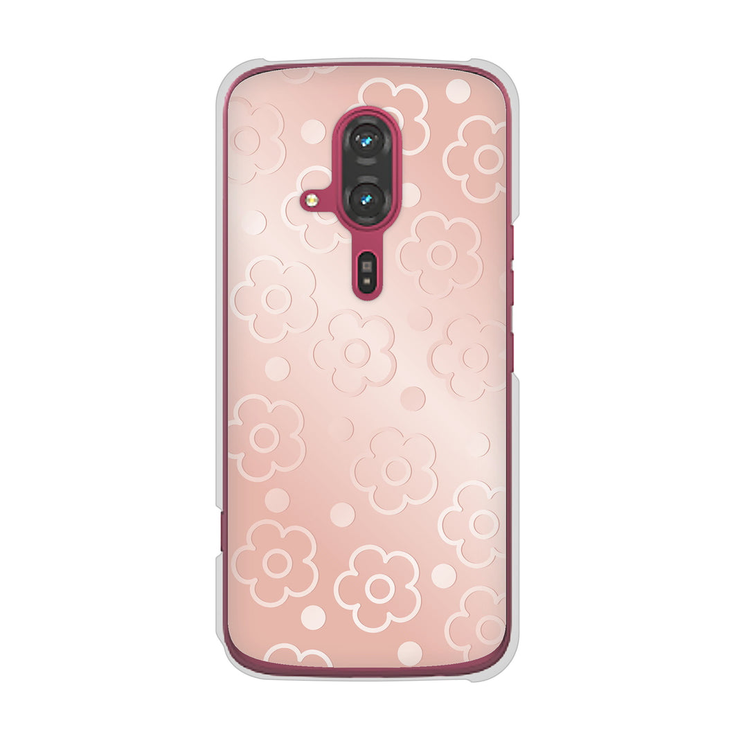 らくらくスマートフォン F-53E docomo 高画質仕上げ 背面印刷 ハードケースエンボス風デイジーシンプル