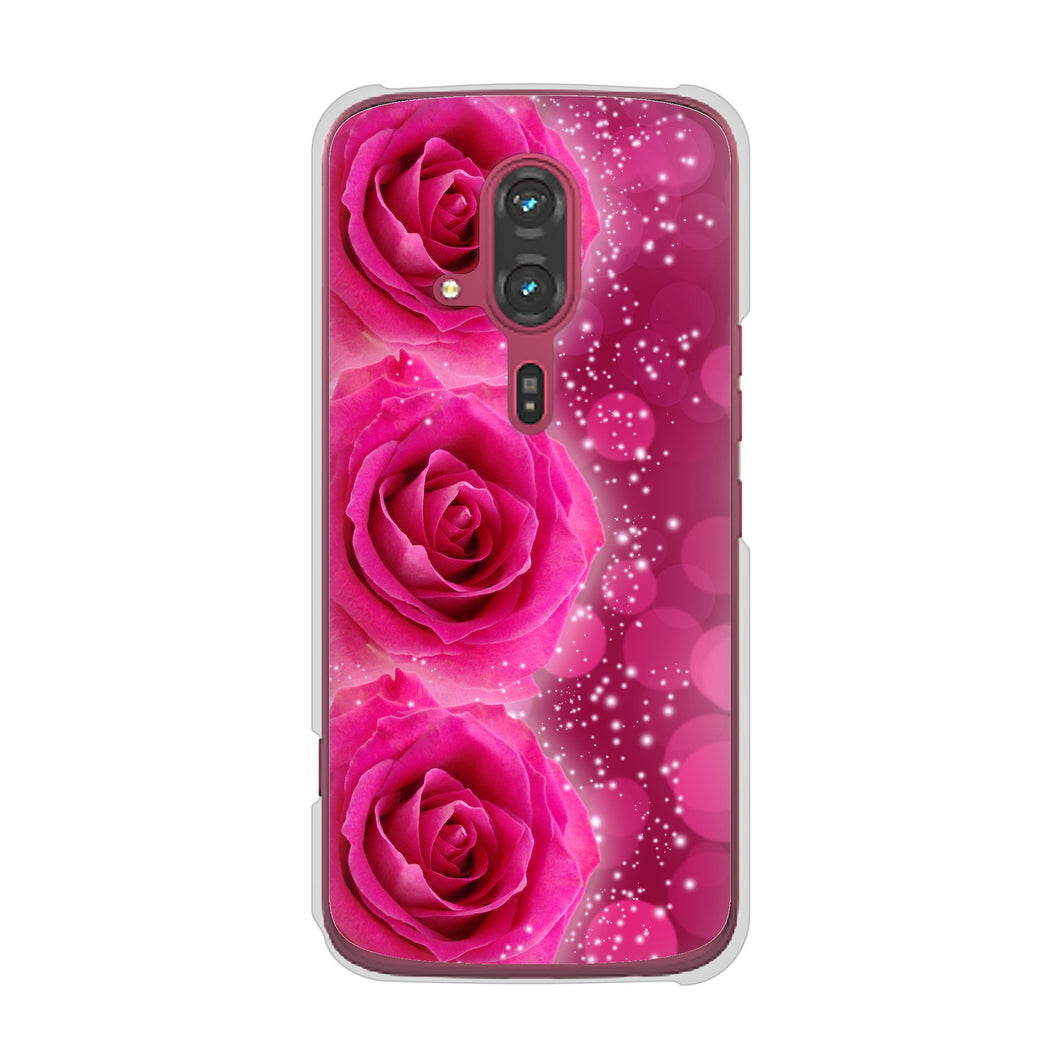 らくらくスマートフォン F-53E docomo 高画質仕上げ 背面印刷 ハードケース 【VA815 3連のバラ】