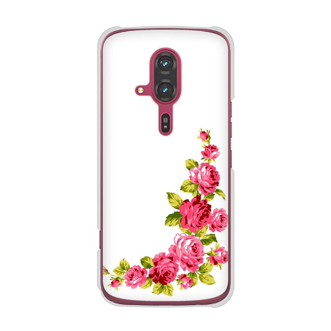 らくらくスマートフォン F-53E docomo 高画質仕上げ 背面印刷 ハードケースロマンチックなバラ