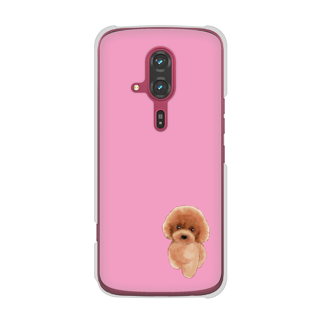 らくらくスマートフォン F-53E docomo 高画質仕上げ 背面印刷 ハードケーストイプードルレッド