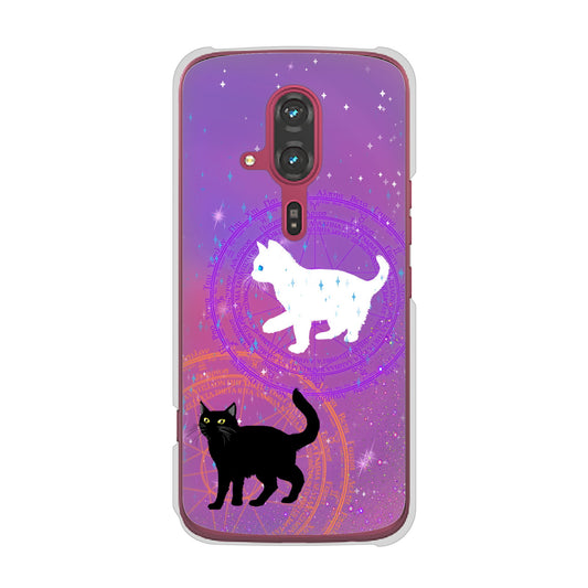 らくらくスマートフォン F-53E docomo 高画質仕上げ 背面印刷 ハードケース魔法陣猫