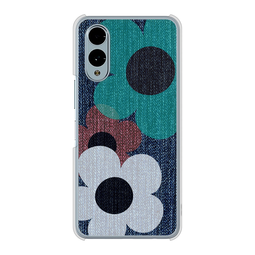 arrows We2 FCG02 au 高画質仕上げ 背面印刷 ハードケース 【EK869 ルーズフラワーinデニム風】