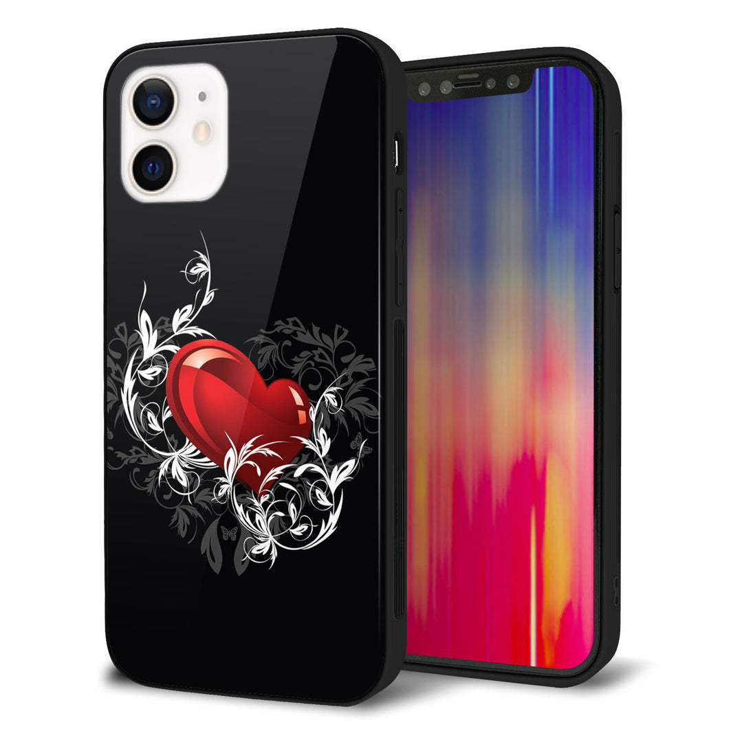 iPhone12 強化ガラス&TPUスマホケース ガラプリ【032 クリスタルハート】