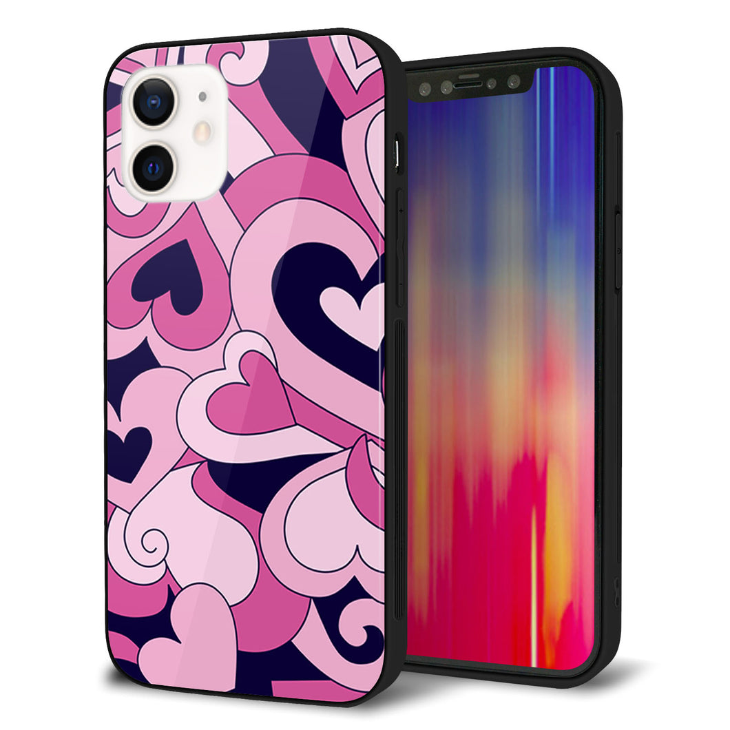 iPhone12 強化ガラス&TPUスマホケース ガラプリ【223 ハートの調べ】