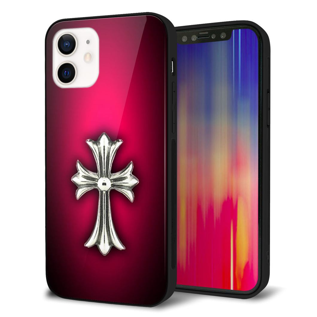 iPhone12 強化ガラス&TPUスマホケース ガラプリ【249 クロスレッド】