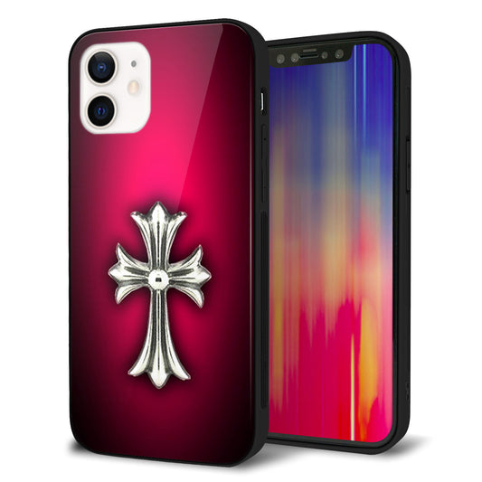 iPhone 12 強化ガラス&TPUスマホケース ガラプリ【249 クロスレッド】