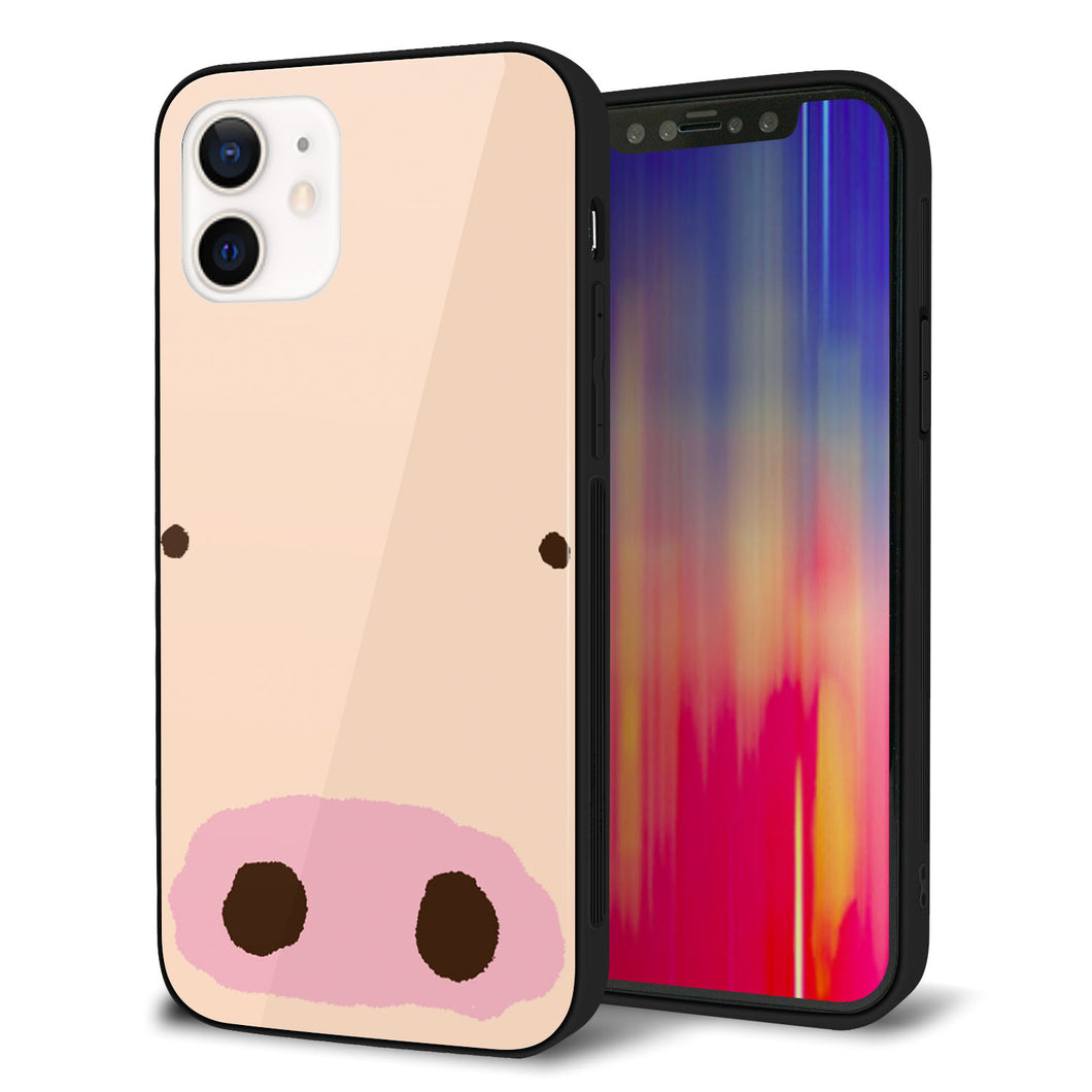 iPhone12 強化ガラス&TPUスマホケース ガラプリ【353 ぶた】