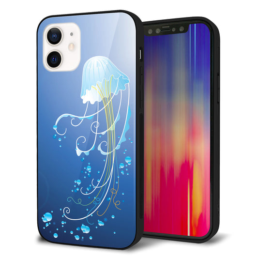 iPhone 12 強化ガラス&TPUスマホケース ガラプリ【362 ジェリーフィシュ】