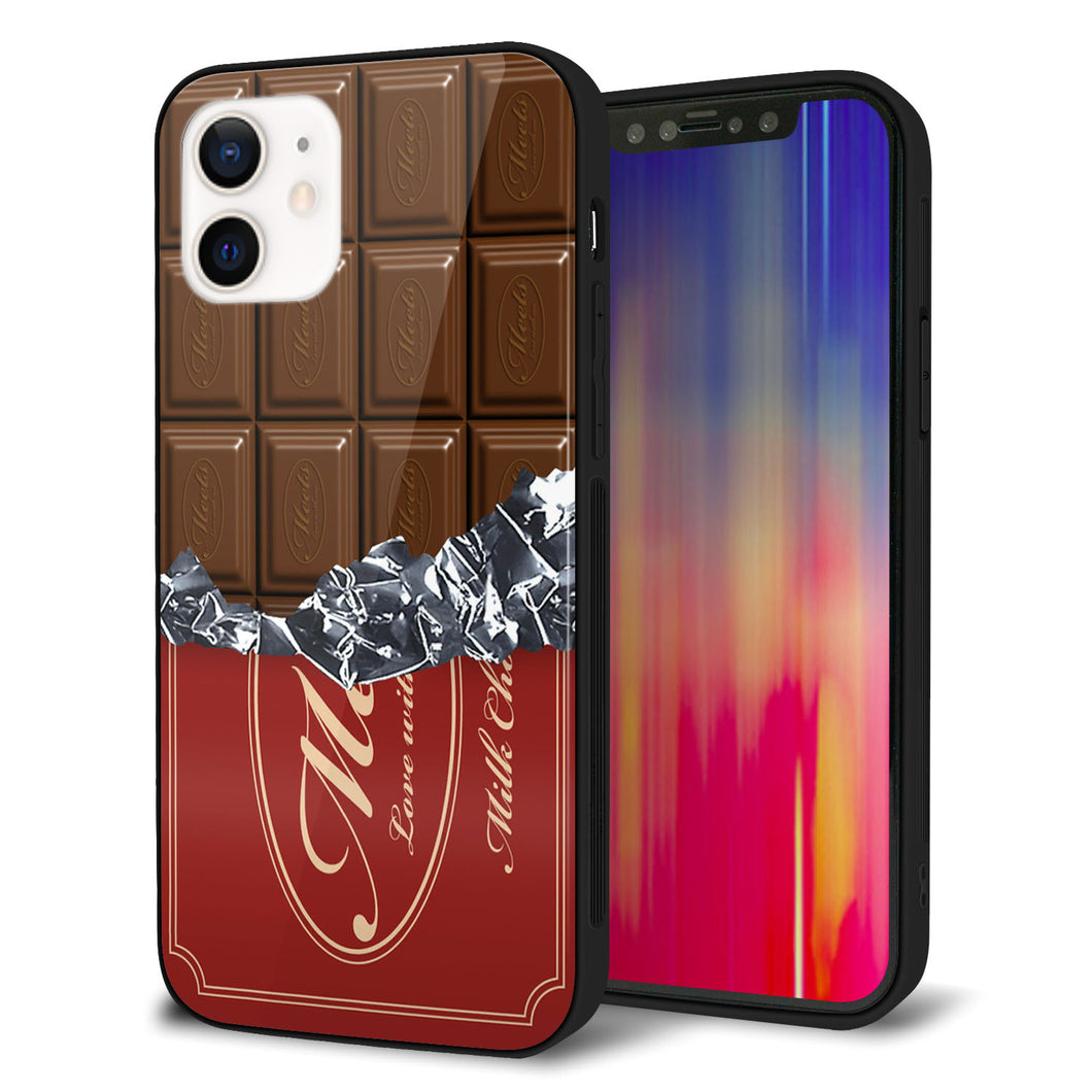 iPhone12 強化ガラス&TPUスマホケース ガラプリ【535 板チョコ-エンジ包装】