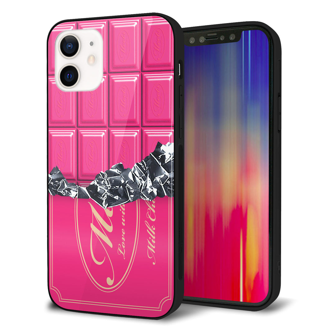 iPhone12 強化ガラス&TPUスマホケース ガラプリ【555 板チョコ?ストロベリー】