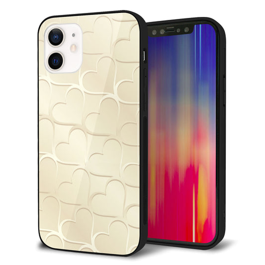 iPhone 12 強化ガラス&TPUスマホケース ガラプリ【630 かくれハート】