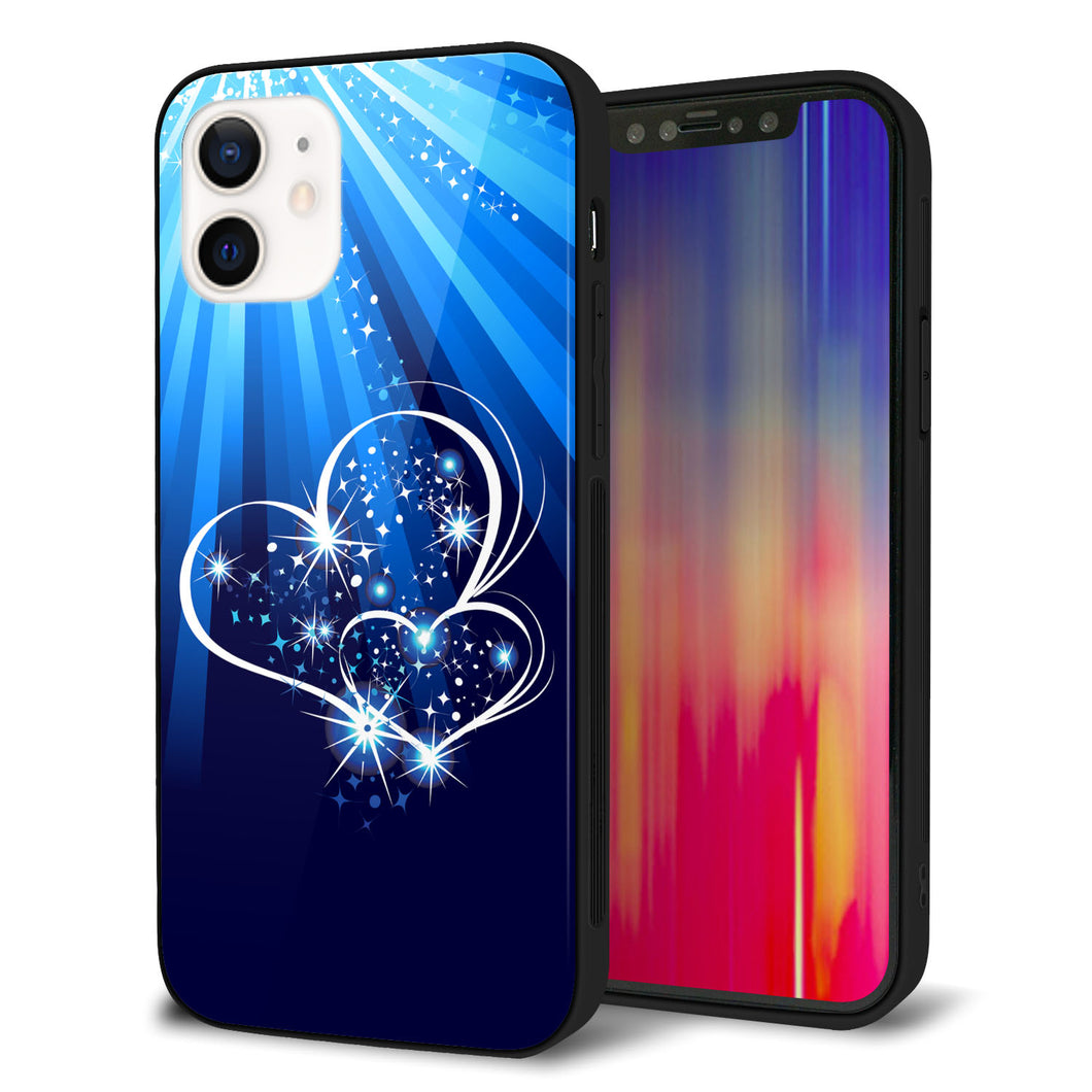 iPhone12 強化ガラス&TPUスマホケース ガラプリ【702 スイミングハート】