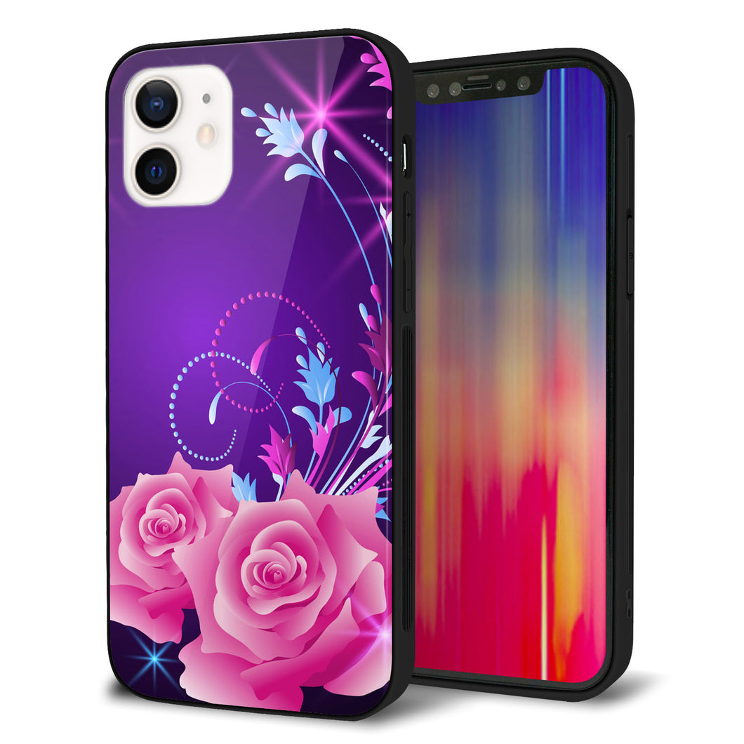 iPhone12 強化ガラス&TPUスマホケース ガラプリ【1177 紫色の夜】