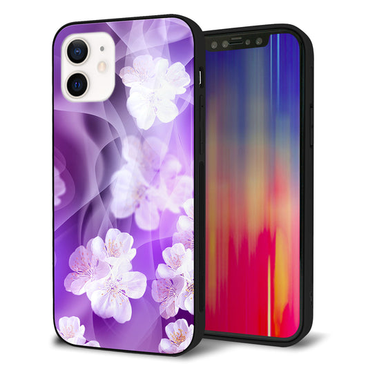 iPhone 12 強化ガラス&TPUスマホケース ガラプリ【1211 桜とパープルの風】