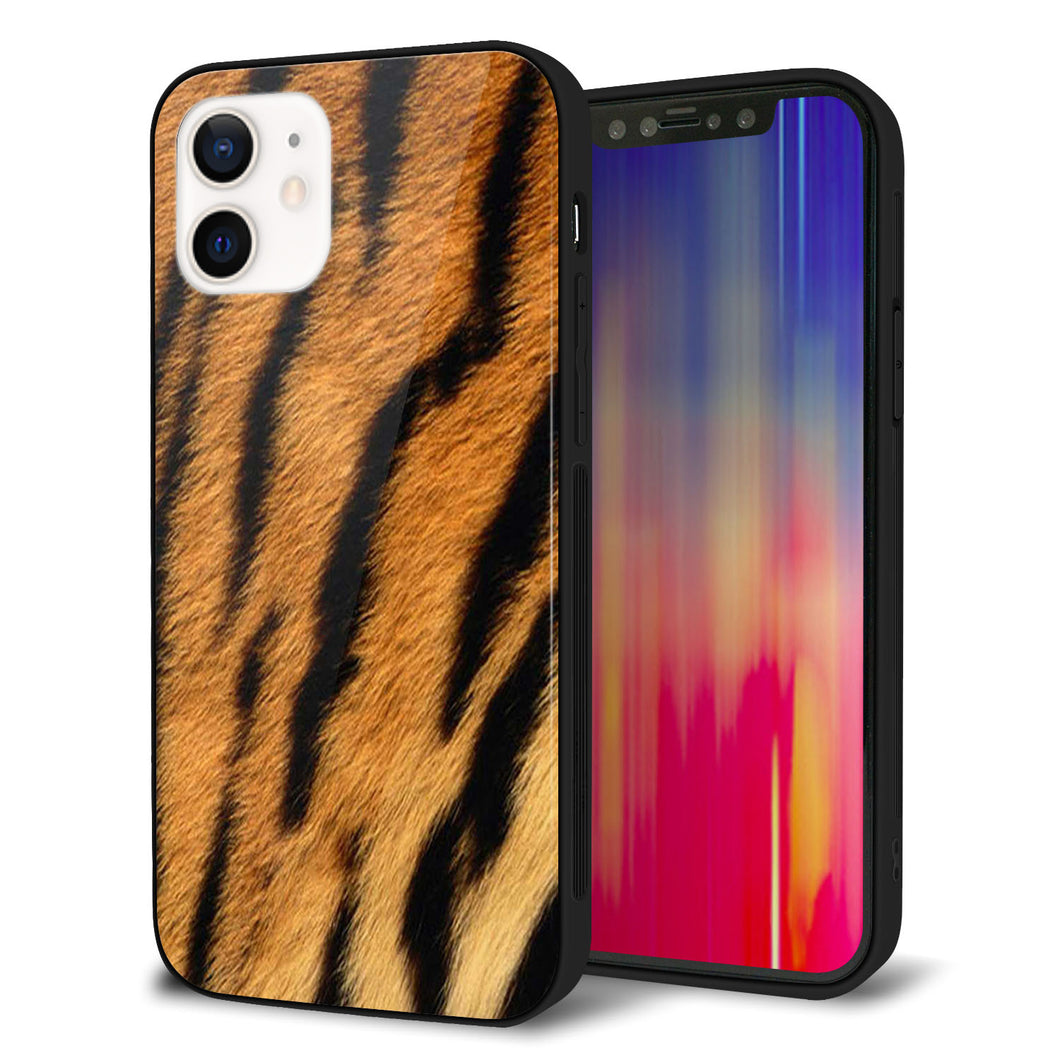 iPhone12 強化ガラス&TPUスマホケース ガラプリ【EK847 虎柄】