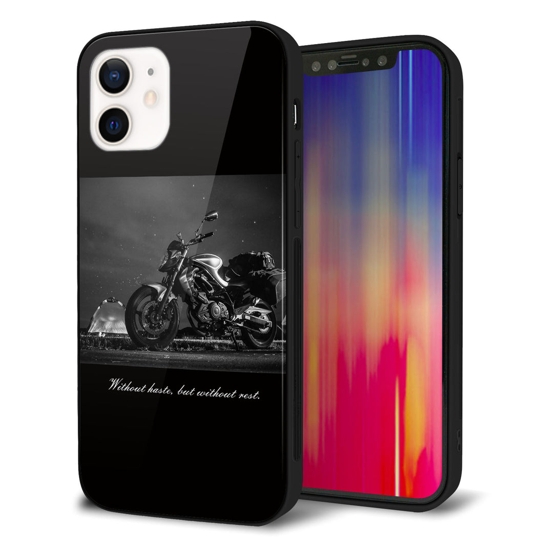 iPhone12 強化ガラス&TPUスマホケース ガラプリ【KM879 バイク】