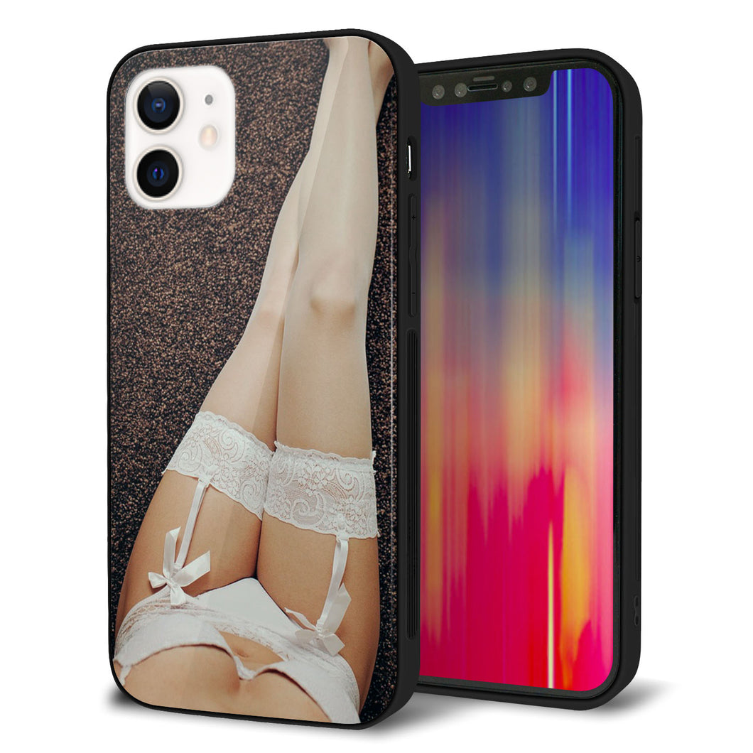 iPhone12 強化ガラス&TPUスマホケース ガラプリ【KM888 ストッキング】