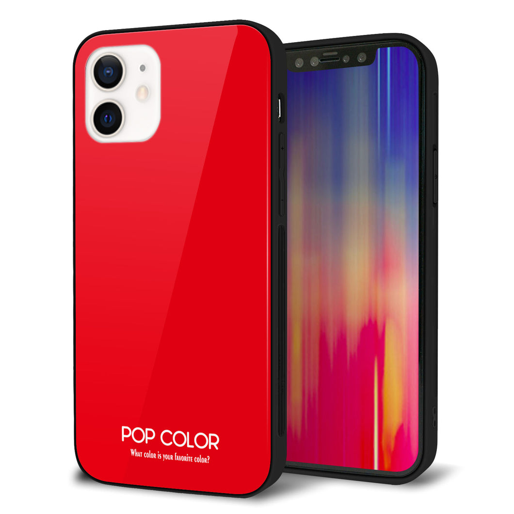 iPhone12 強化ガラス&TPUスマホケース ガラプリ【KM915 ポップカラー(レッド)】