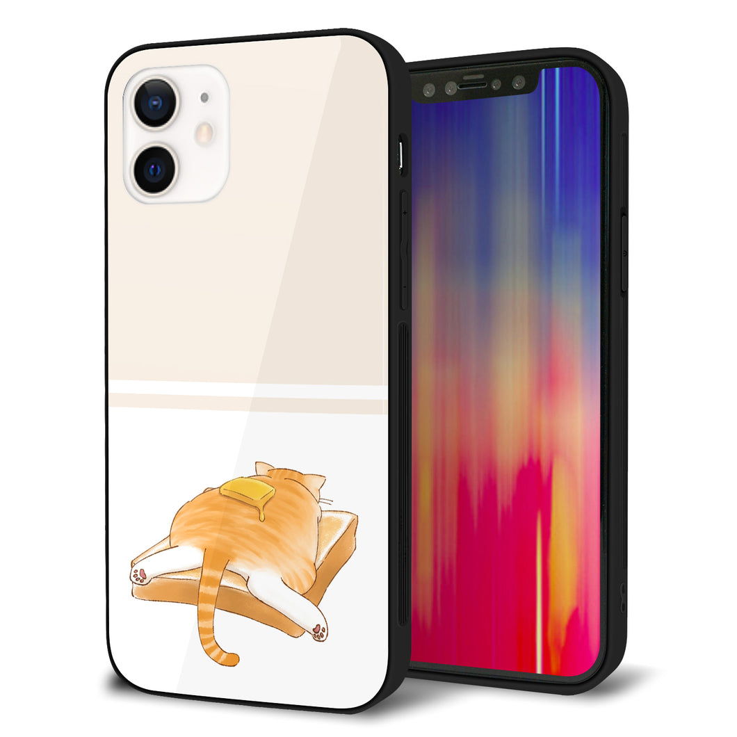 iPhone12 強化ガラス&TPUスマホケース ガラプリ【KM959 バター】