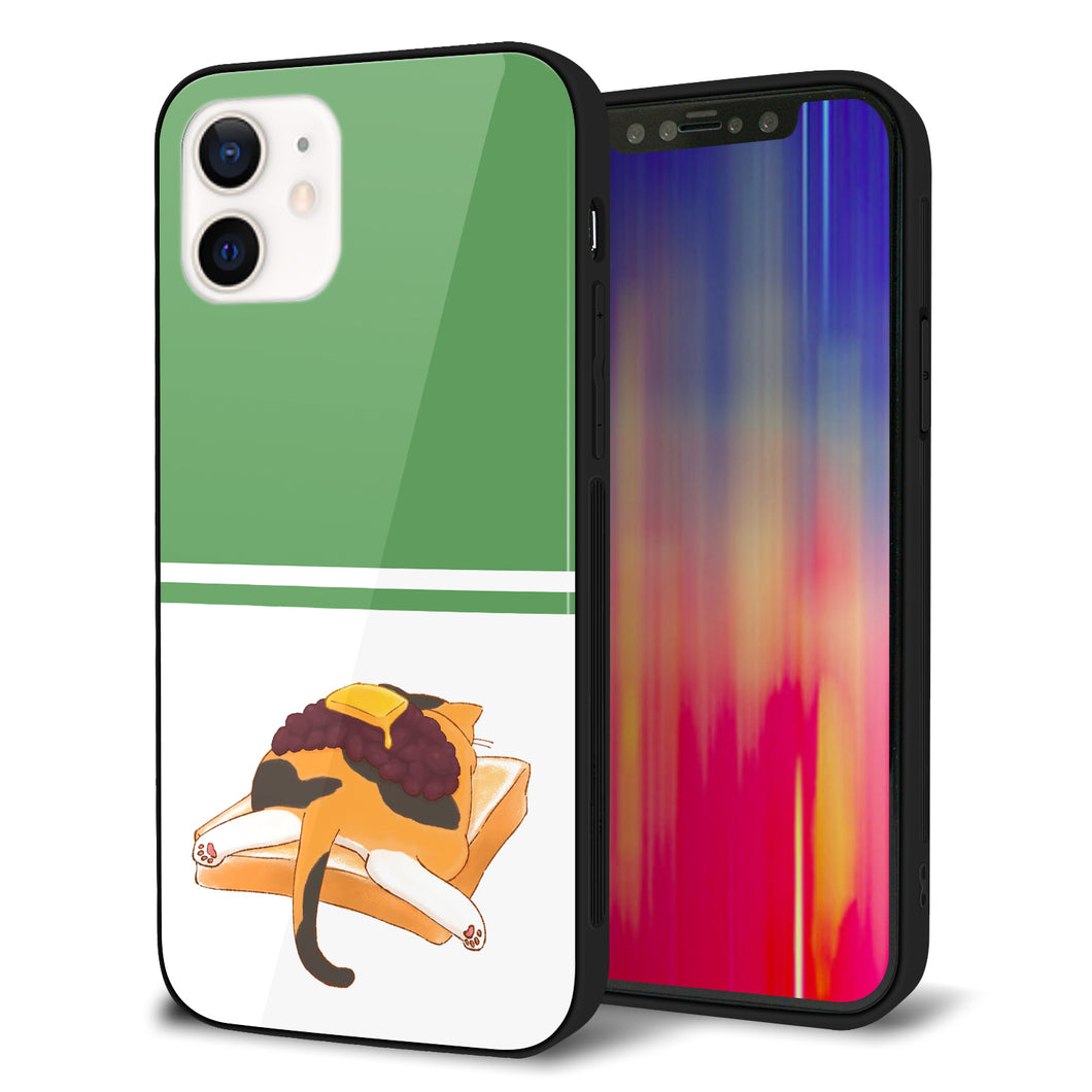 iPhone12 強化ガラス&TPUスマホケース ガラプリ【KM963 あずき】