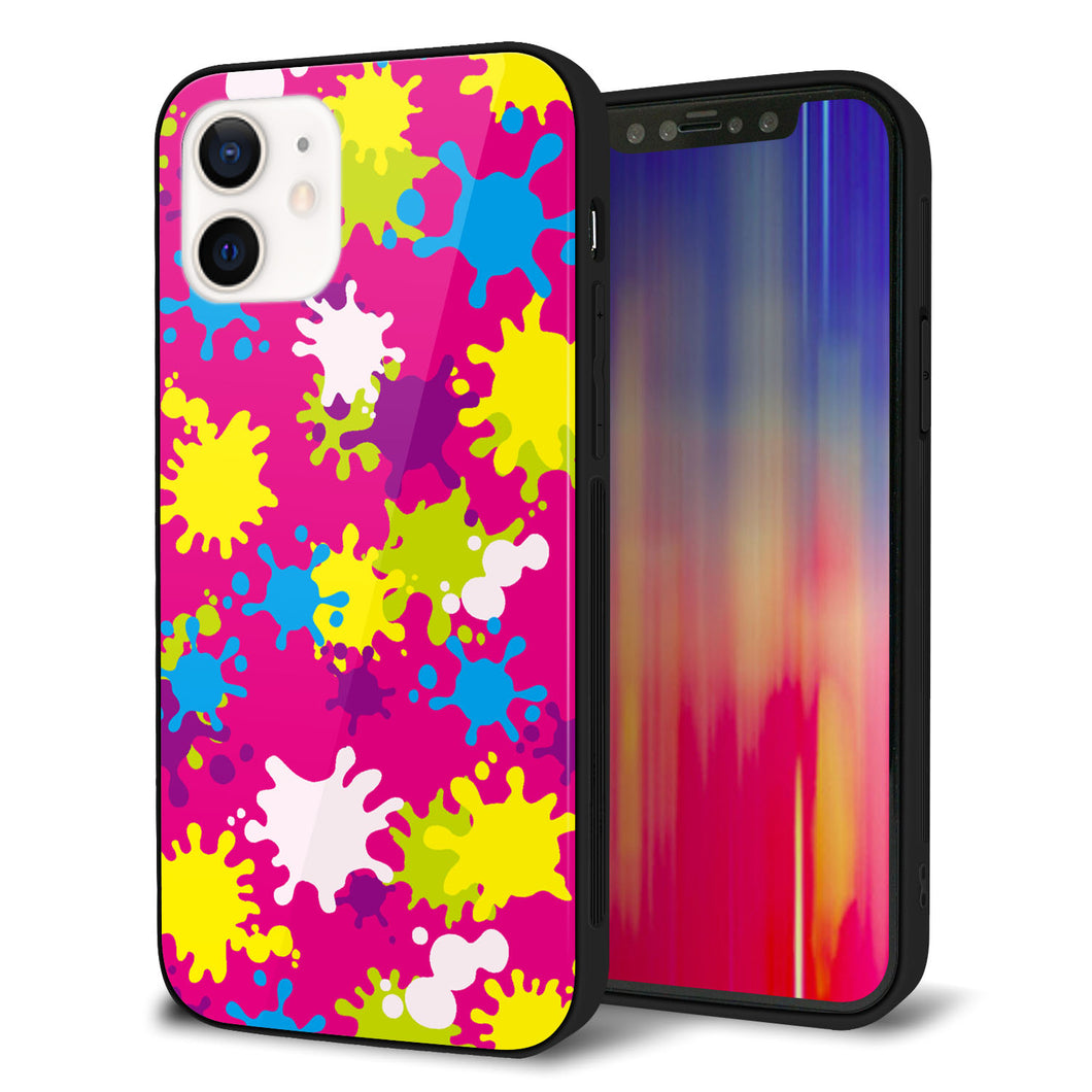 iPhone12 強化ガラス&TPUスマホケース ガラプリ【MA876 ペイントピンク】