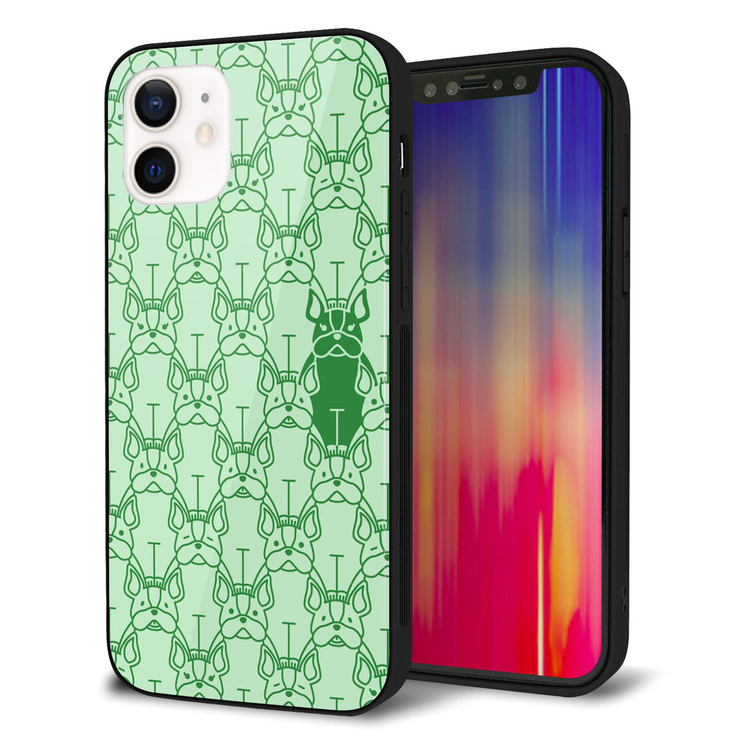 iPhone12 強化ガラス&TPUスマホケース ガラプリ【MA916 パターン ドッグ】