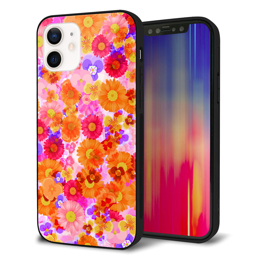 iPhone12 強化ガラス&TPUスマホケース ガラプリ【SC869 リバティプリント フルールドパルファン(ピンク)】