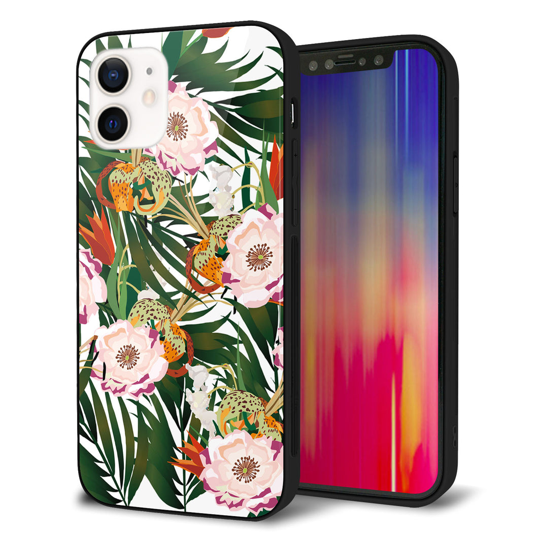 iPhone12 強化ガラス&TPUスマホケース ガラプリ【SC895 ボタニカル フォレスト】
